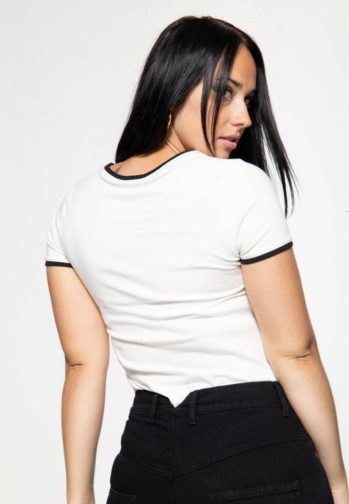 Queen Kerosin Vintage Contrast T-Shirt «Built it up!» VIP-Rabatte