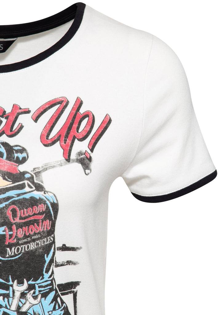 Queen Kerosin Vintage Contrast T-Shirt «Built it up!» VIP-Rabatte
