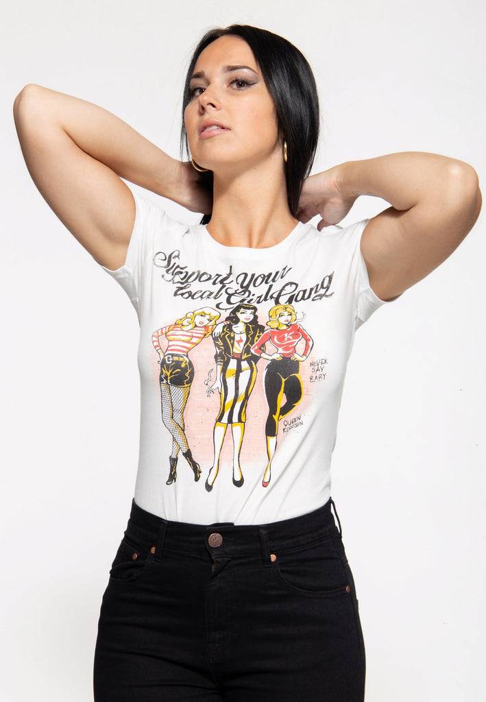 Queen Kerosin Basic T-Shirt «Support your local Girl Gang» Letzte 2 Tage