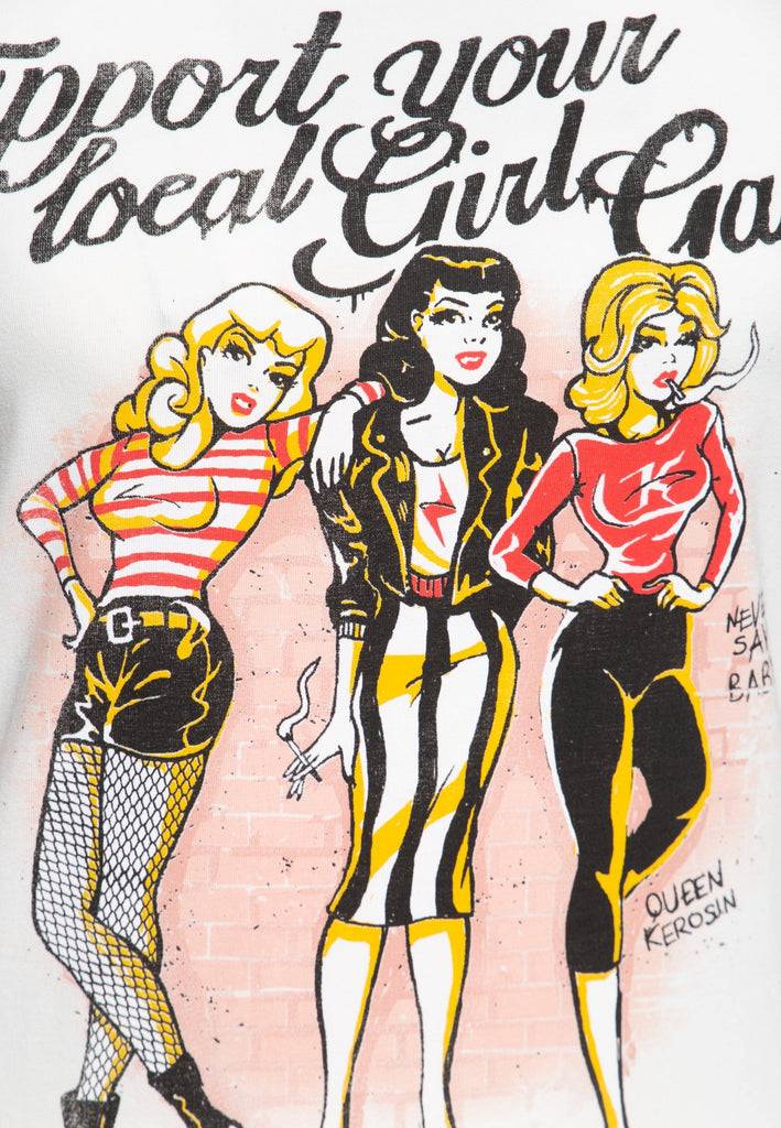 Queen Kerosin Basic T-Shirt «Support your local Girl Gang» Letzte 2 Tage