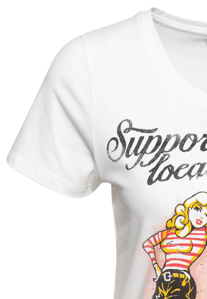 Queen Kerosin Basic T-Shirt «Support your local Girl Gang» Letzte 2 Tage