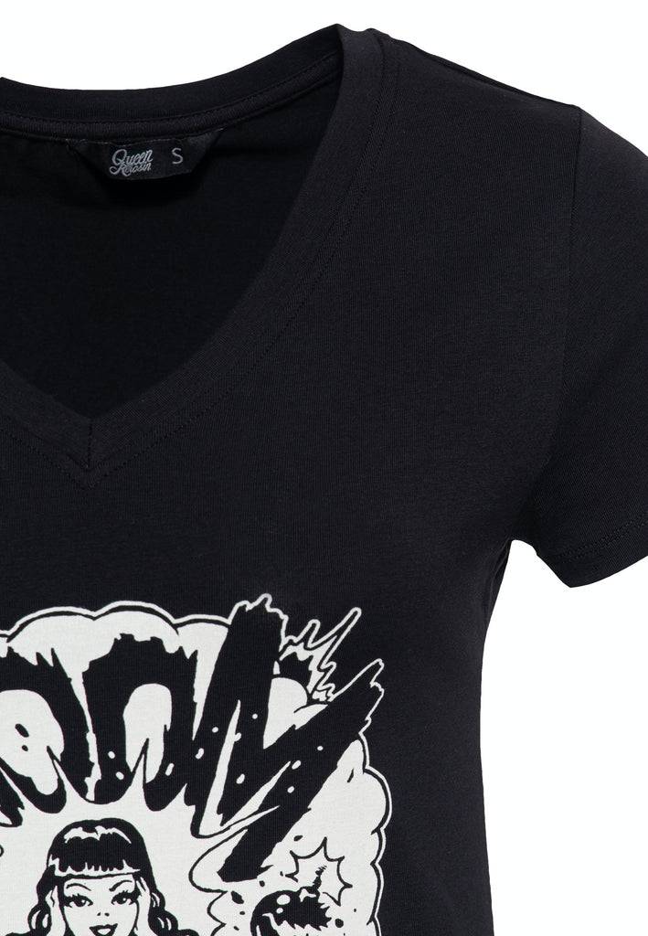 Queen Kerosin Printshirt mit V-Ausschnitt «Boom» Nur für heute