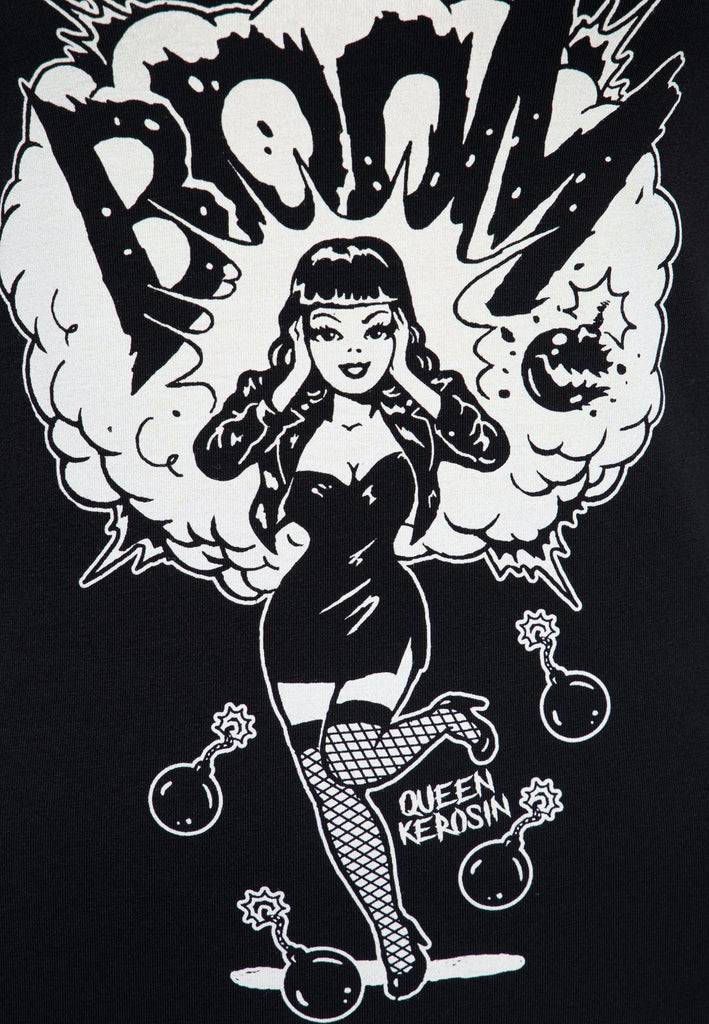 Queen Kerosin Printshirt mit V-Ausschnitt «Boom» Nur für heute
