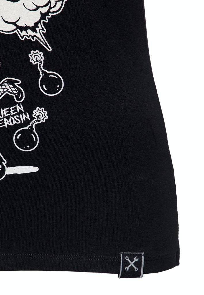 Queen Kerosin Printshirt mit V-Ausschnitt «Boom» Nur für heute