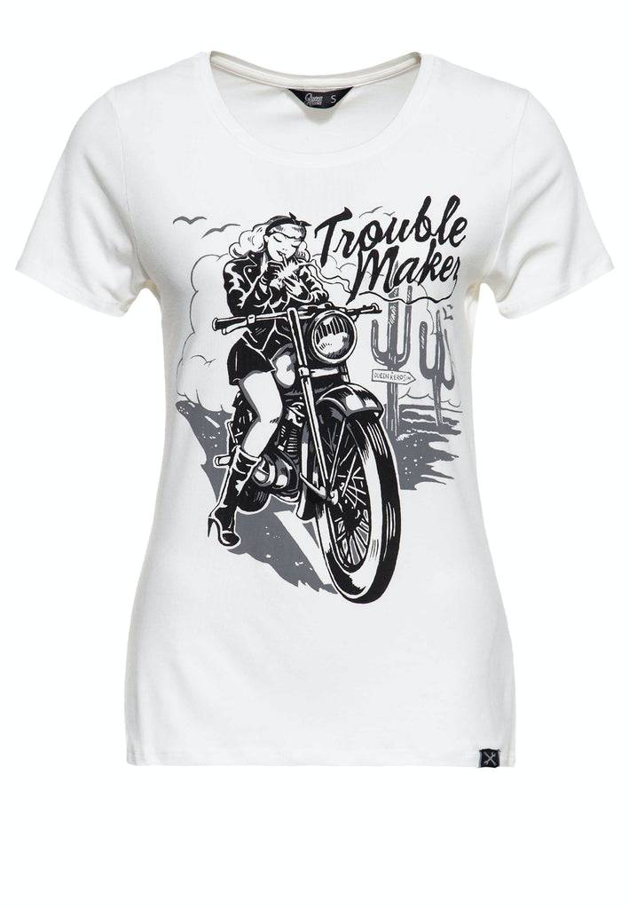 Queen Kerosin Slim Fit Print Shirt mit Frontmotiv «Trouble Maker» Sonderangebot der Fabrik