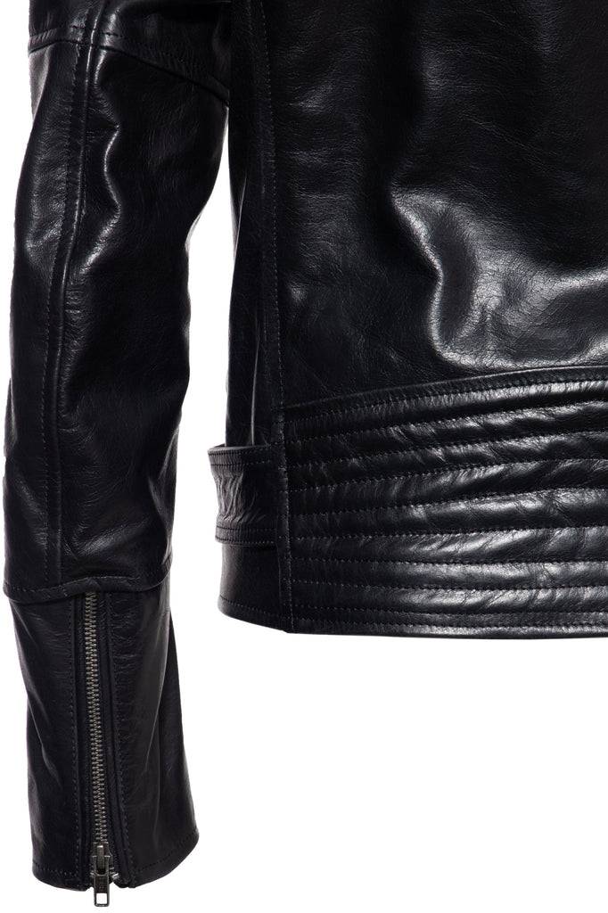 Queen Kerosin Lederjacke mit Bikerkragen und Gürtel am Saum Vierteljährliche Förderung