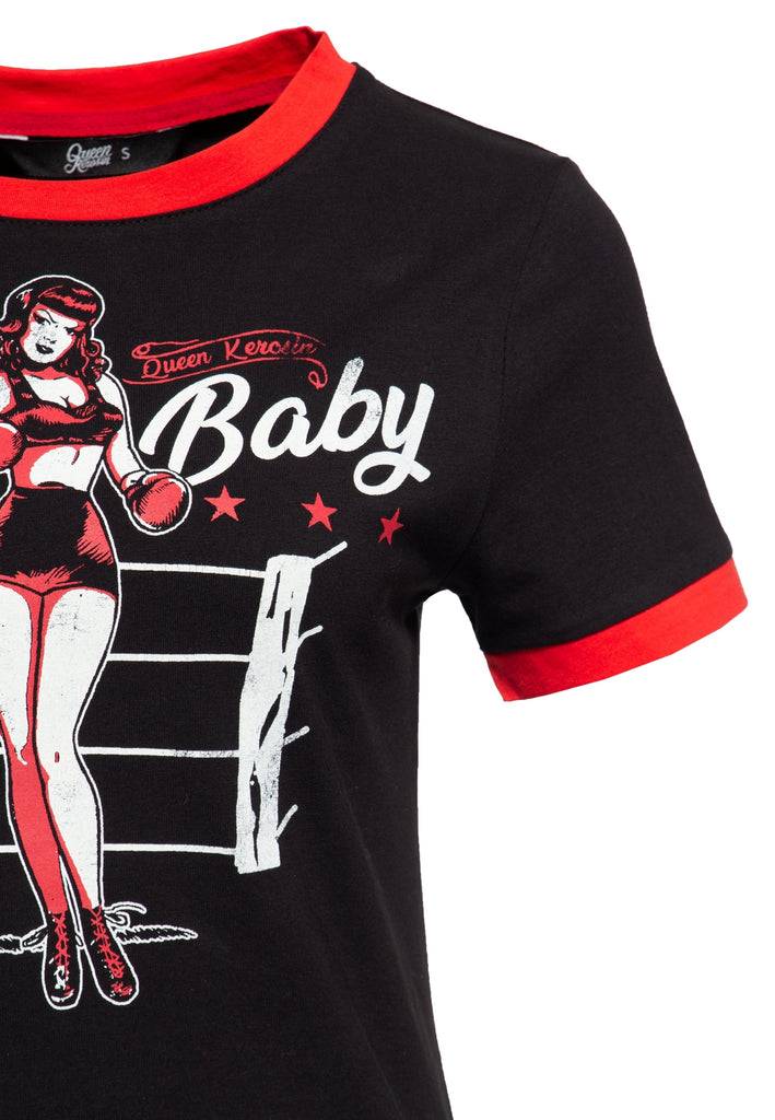 Queen Kerosin Vintage Contrast T-Shirt «Nobody`s Baby» Clearance-Verkauf