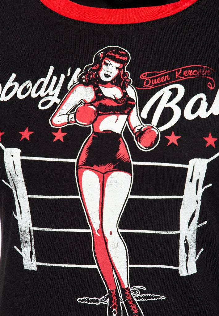 Queen Kerosin Vintage Contrast T-Shirt «Nobody`s Baby» Clearance-Verkauf