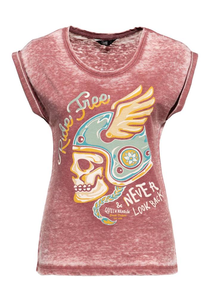 Queen Kerosin Enzymewash T-Shirt «Ride Free South Dakota» Kostenloser Versand international