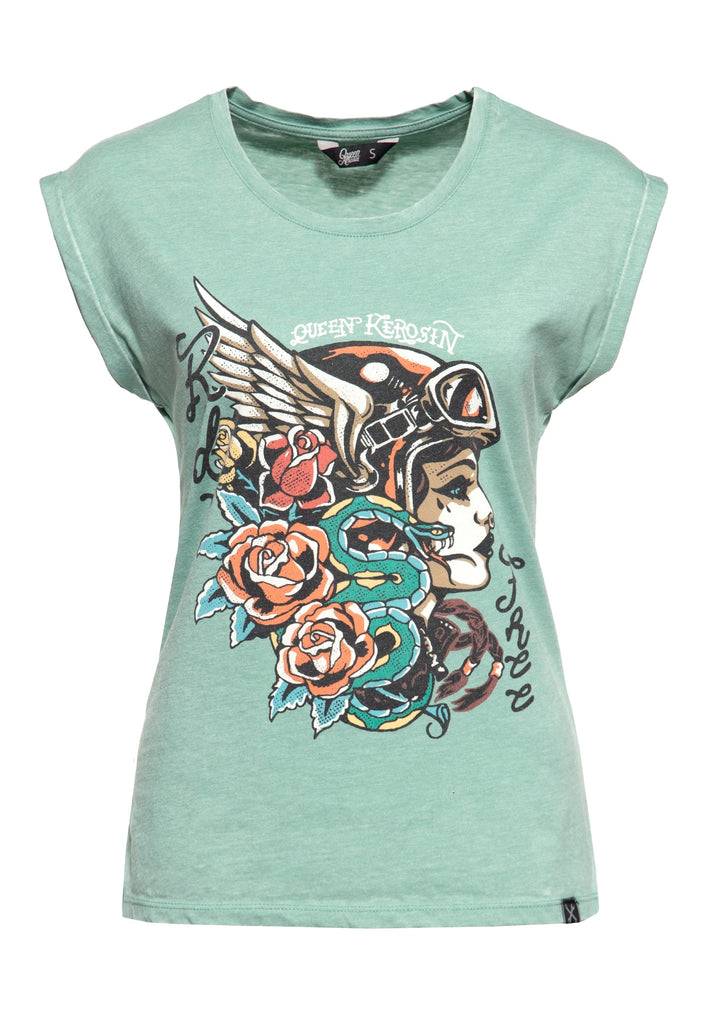 Queen Kerosin Sleveless Enzymewash Shirt «Snake Girl» Begrenzt auf 3 Tage