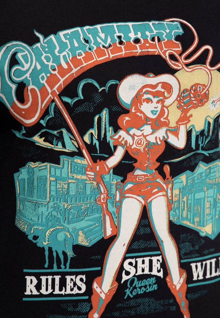 Queen Kerosin Print T-Shirt «Calamity Queen» Black Friday Preise