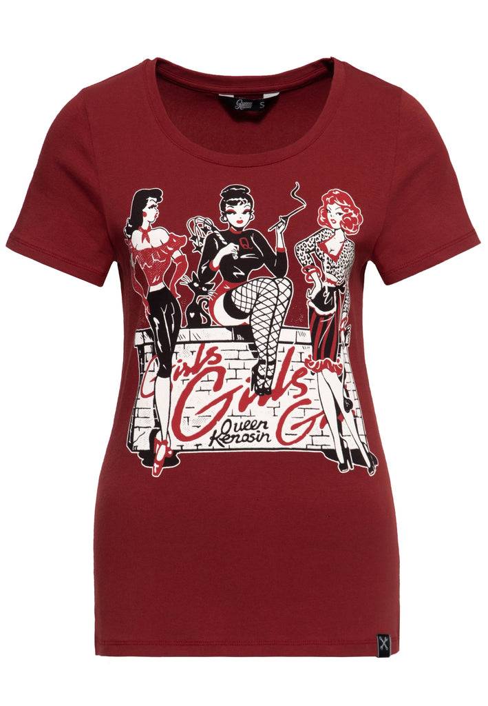Queen Kerosin Print T-Shirt «Girls Girls Girls» 50% Rabatt für begrenzte Zeit