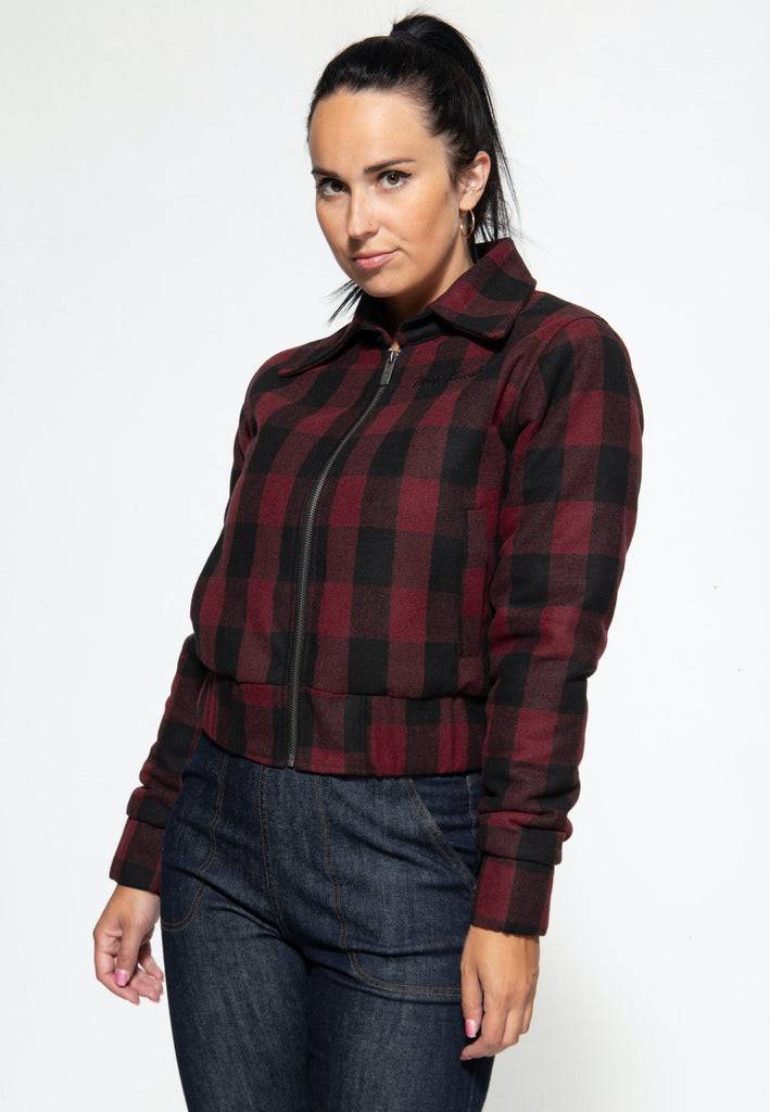 Queen Kerosin Wolljacke mit Karo-Muster Verkauf