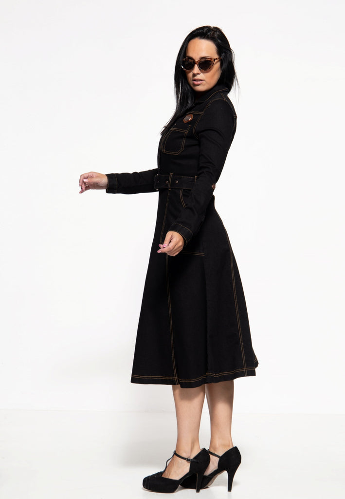 Queen Kerosin Workwear Swing-Dress «Motor Queen Service» Meist gekauft