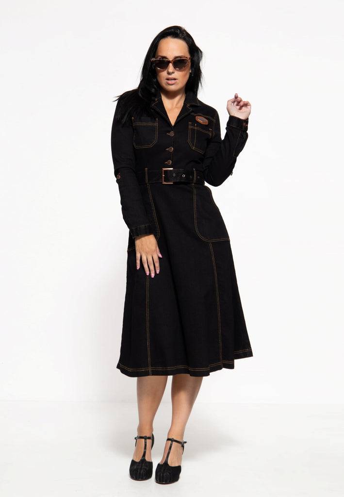 Queen Kerosin Workwear Swing-Dress «Motor Queen Service» Meist gekauft