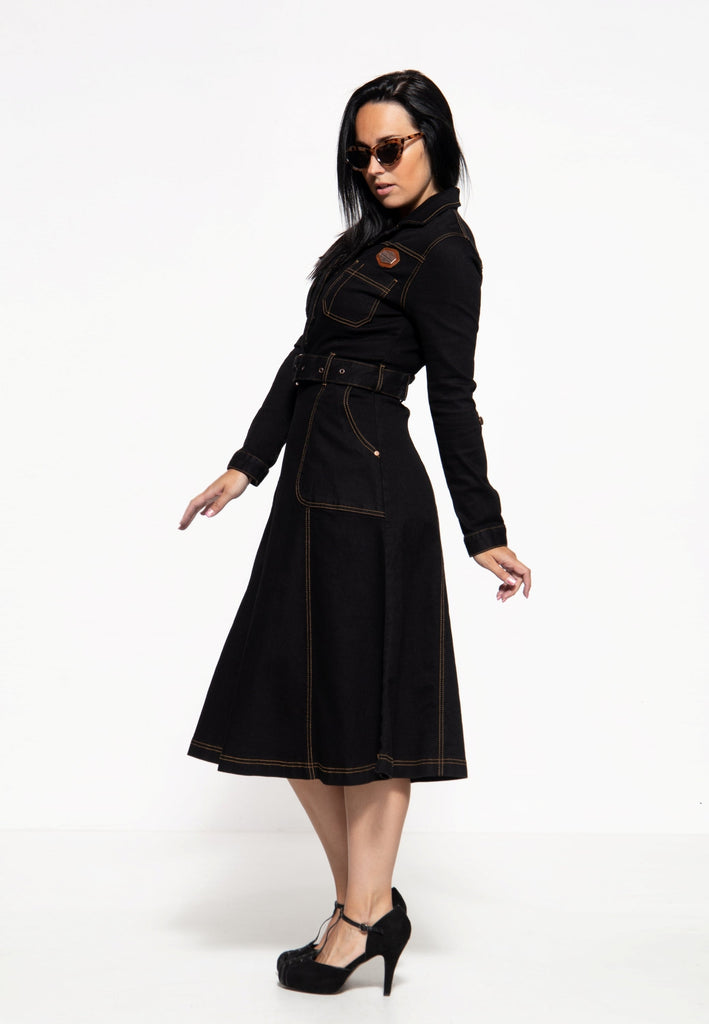 Queen Kerosin Workwear Swing-Dress «Motor Queen Service» Meist gekauft