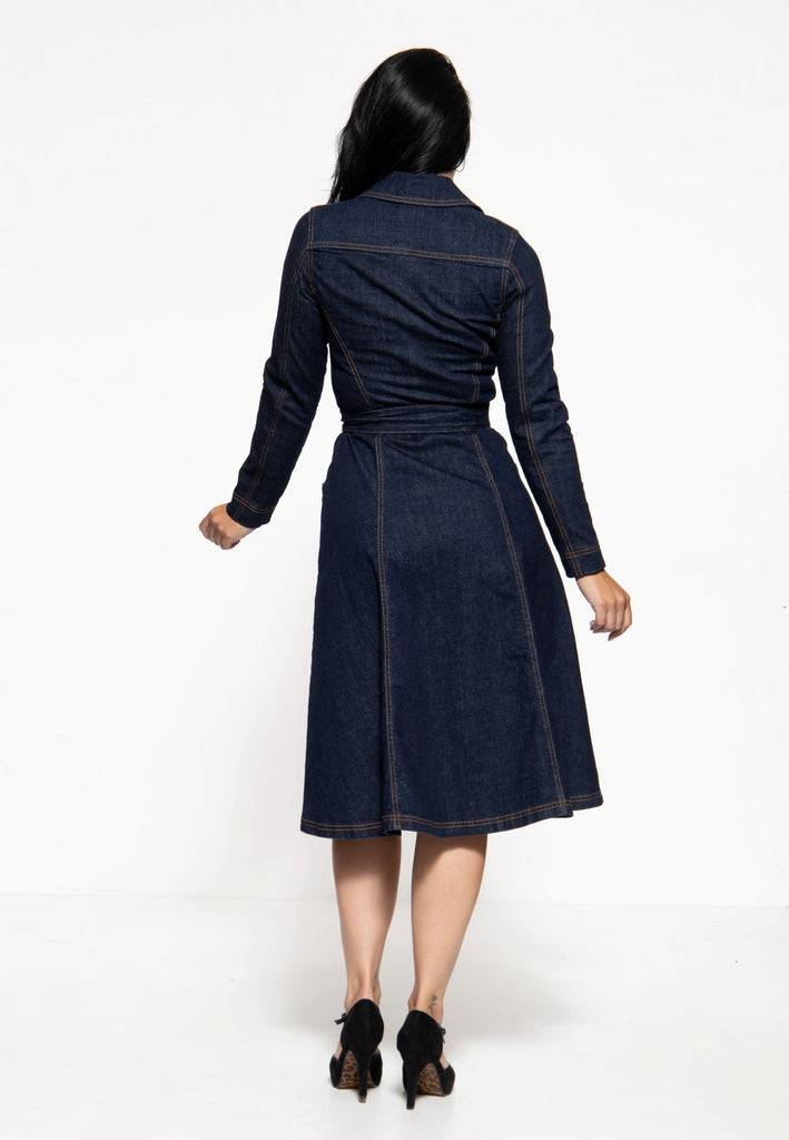 Queen Kerosin Denim Swing-Dress «Q Crown» Blitzverkäufe