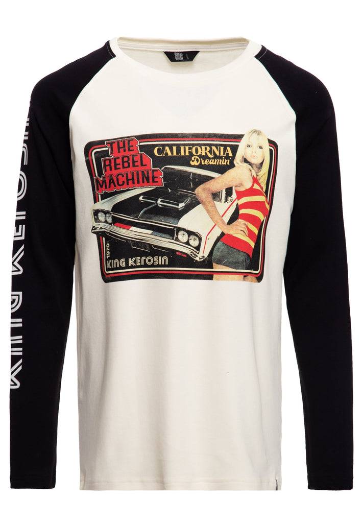 Queen Kerosin Raglan Longsleeve «The Rebel Machine» Top Angebot