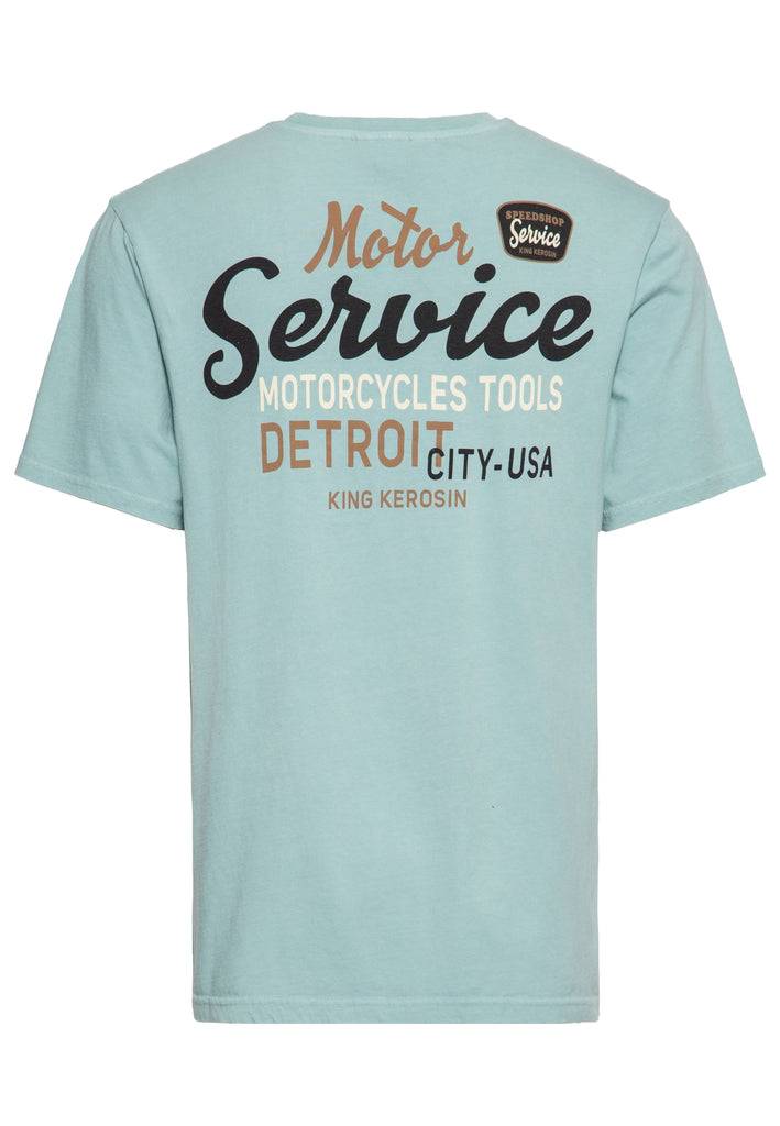 Queen Kerosin Classic T-Shirt Acid washed Print «Detroit Motor Service» Blitzangebot