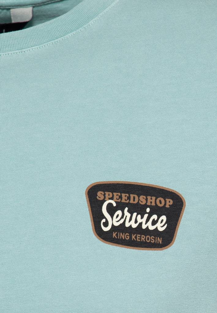 Queen Kerosin Classic T-Shirt Acid washed Print «Detroit Motor Service» Blitzangebot