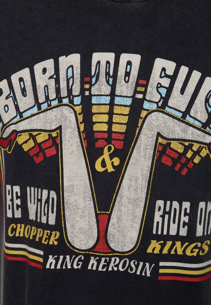 Queen Kerosin Acidwash T-Shirt «Born to fuck» Zeitbegrenzte Promotion