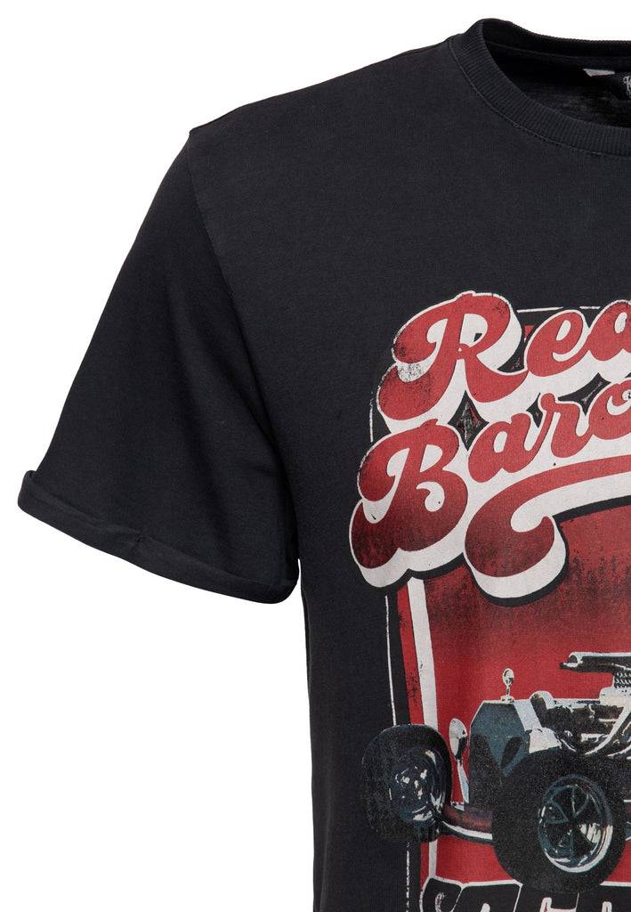 Queen Kerosin Acidwash T-Shirt «Red Baron Long Beach» Bis zu 50% Rabatt