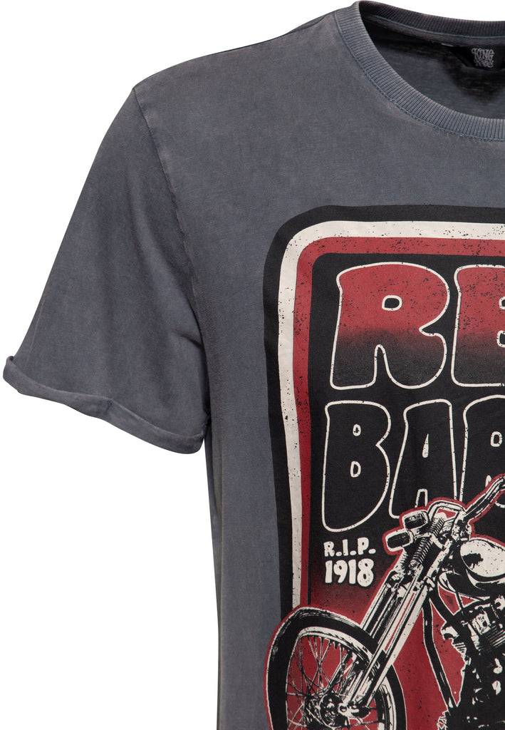 Queen Kerosin Acid washed T-Shirt «Red Baron Speedshop» Bis zu 60% Rabatt