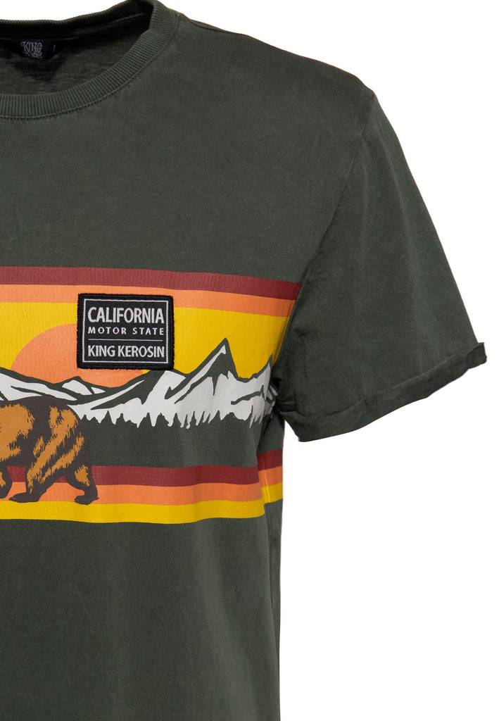 Queen Kerosin Acidwash T-Shirt «CA Bear» Bis zu 65% Rabatt