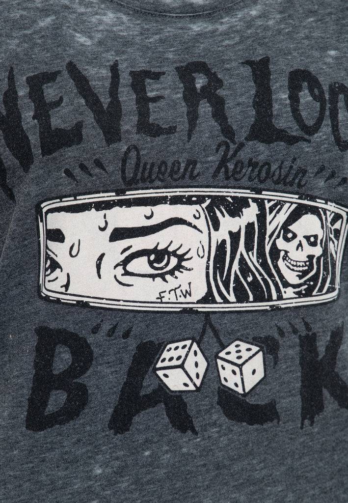 Queen Kerosin T-Shirt Enzyme Wash «Never Look Back» Sonderangebot der Fabrik