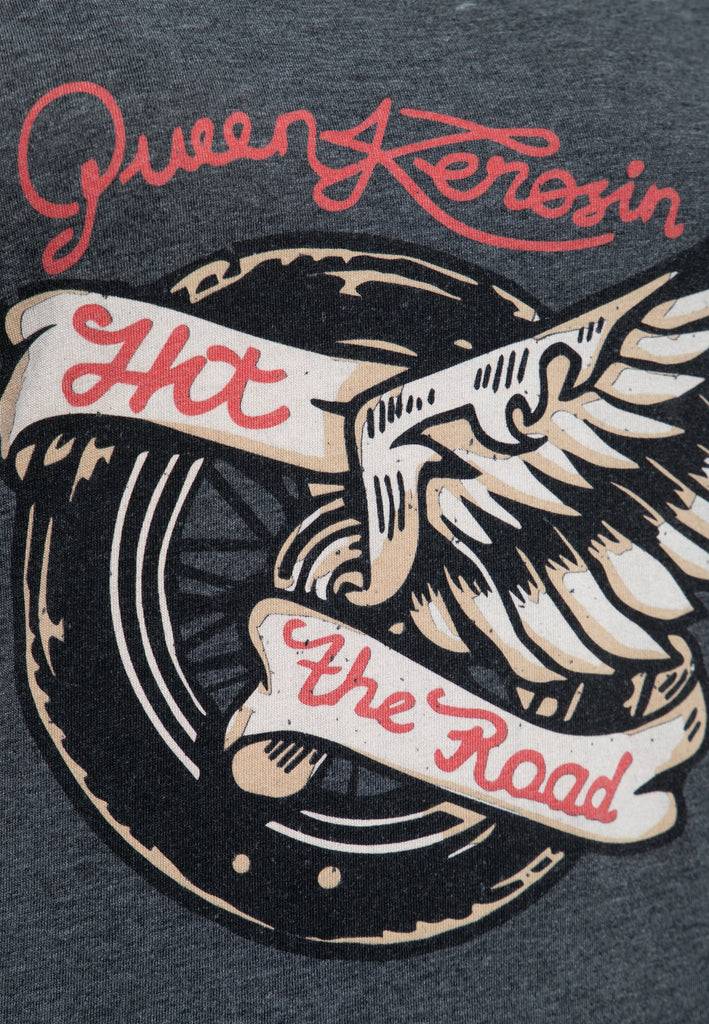 Queen Kerosin T-Shirt Enzyme Wash «Hit The Road Wheel» Vierteljährliche Förderung