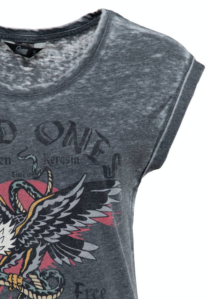 Queen Kerosin T-Shirt Enzyme Wash «Wild Ones» Bis zu 55% Rabatt