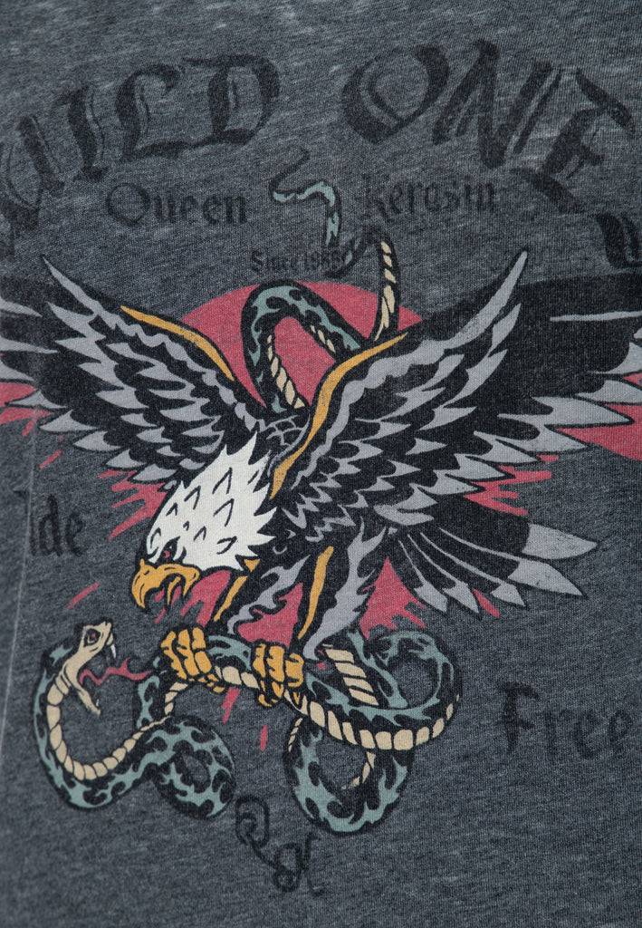 Queen Kerosin T-Shirt Enzyme Wash «Wild Ones» Bis zu 55% Rabatt