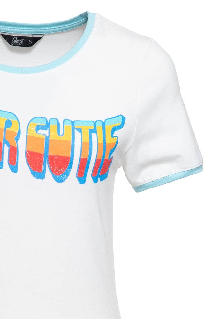 Queen Kerosin Vintage Ringer T-Shirt «Super Cutie» Discount Store für neue Produkte