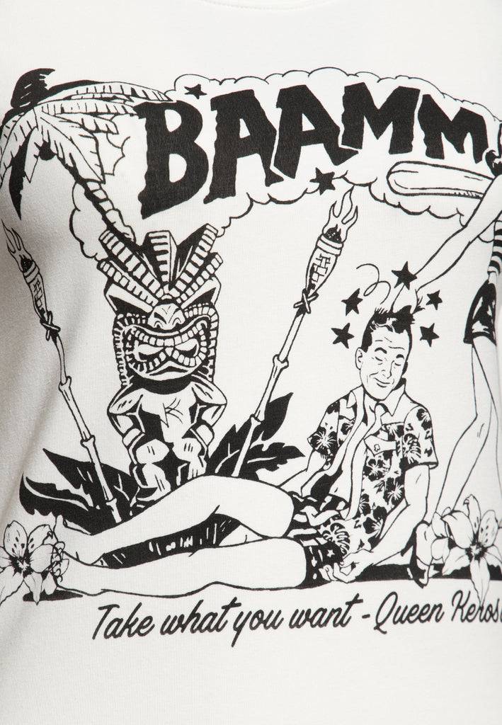 Queen Kerosin Print T-Shirt «Bammm» 50% Rabatt mit kostenlosem Versand