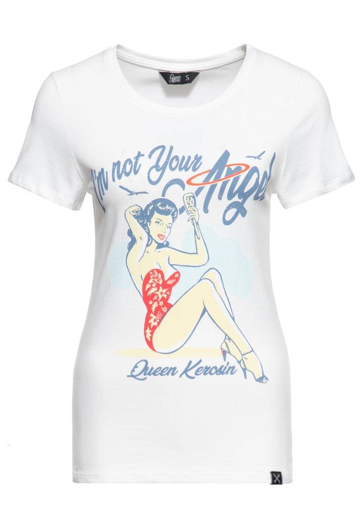 Queen Kerosin Print T-Shirt «I´m not your Angel» Black Friday Preise