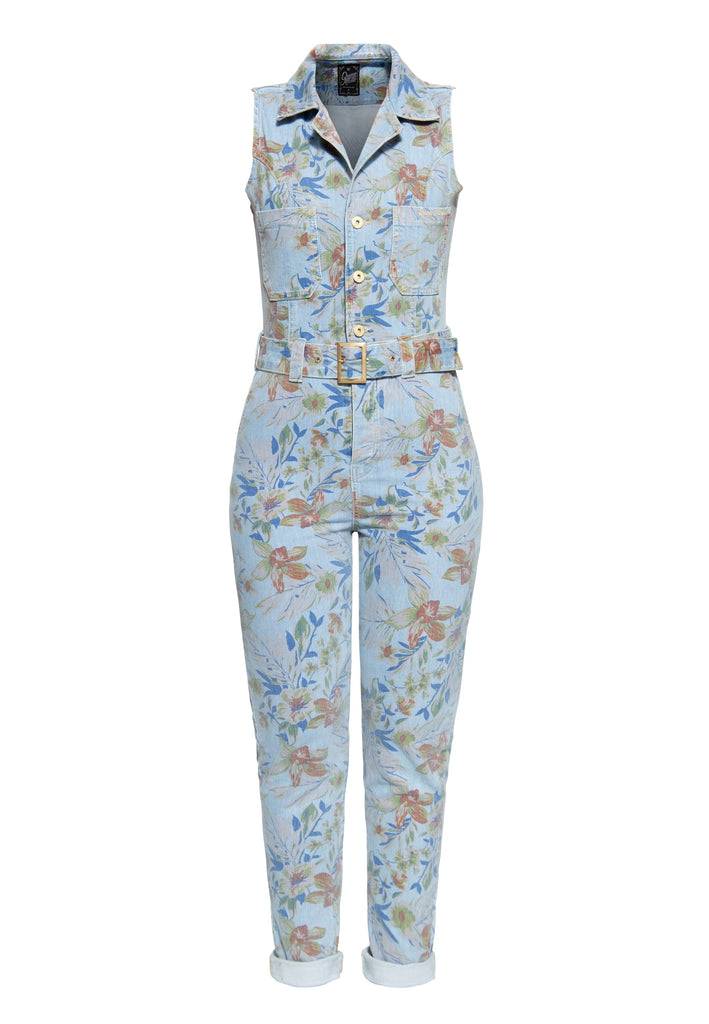 Queen Kerosin Denim Overall mit Allover-Print «Hawaii» Auslauf