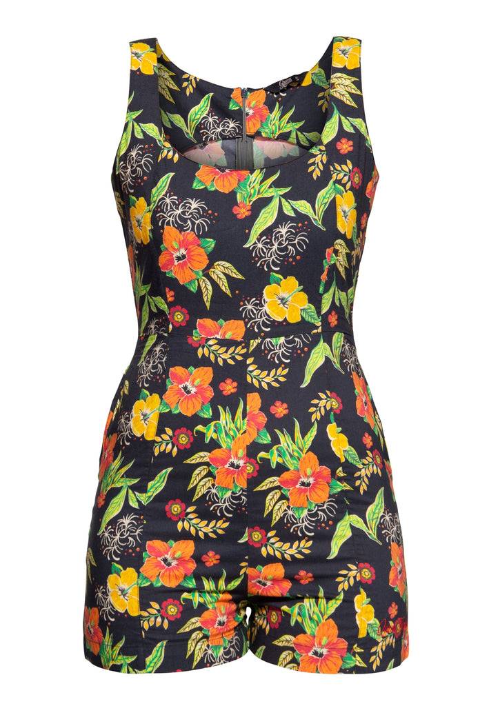 Queen Kerosin Jumpsuit «Hibiskus Black» Hotsell