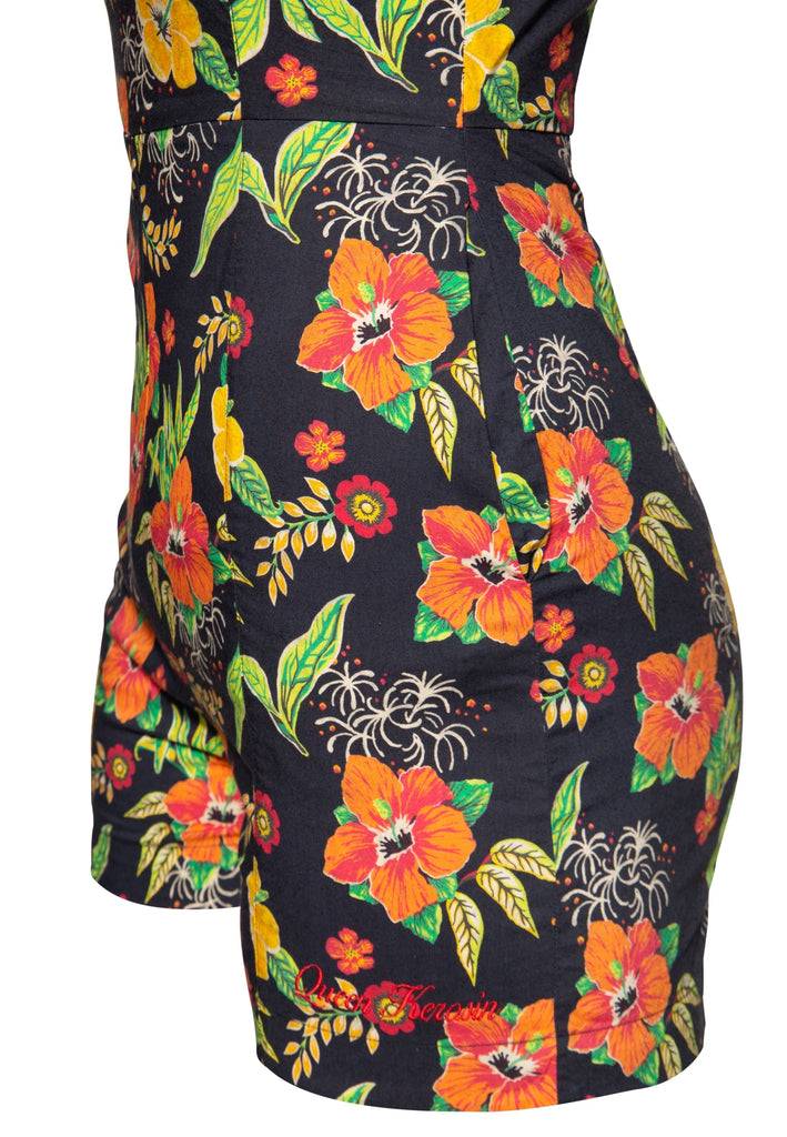 Queen Kerosin Jumpsuit «Hibiskus Black» Hotsell