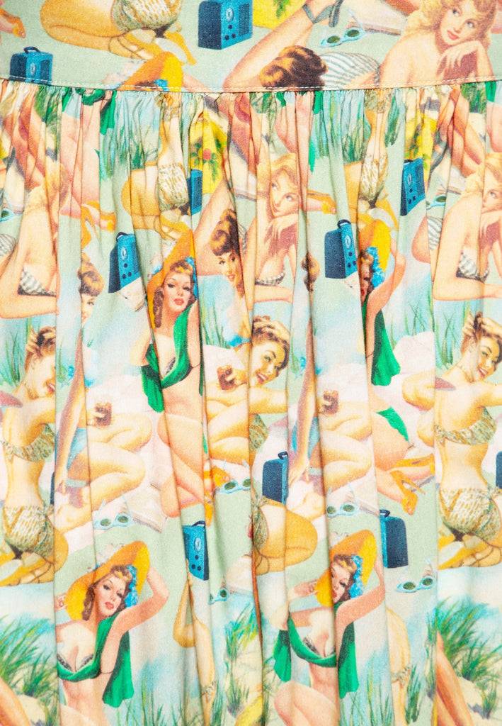 Queen Kerosin Swing Wickelrock mit Pin-Up All-Over-Print «Pin-Up» Blitzverkäufe