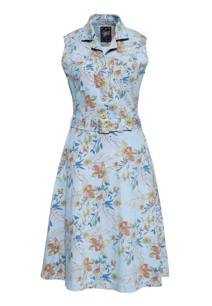 Queen Kerosin Denim Workwear Swing Kleid «Hawaii» Limitierter Zeitrabatt