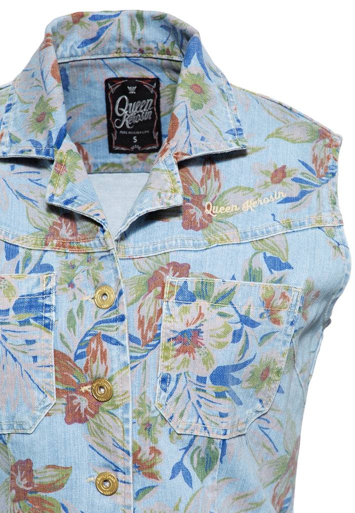 Queen Kerosin Denim Workwear Swing Kleid «Hawaii» Limitierter Zeitrabatt