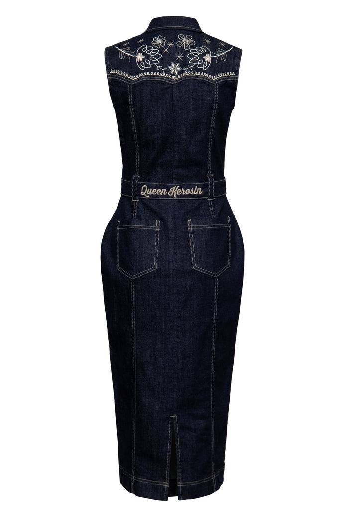 Queen Kerosin Pencil Kleid mit Stickereien Sonderangebot
