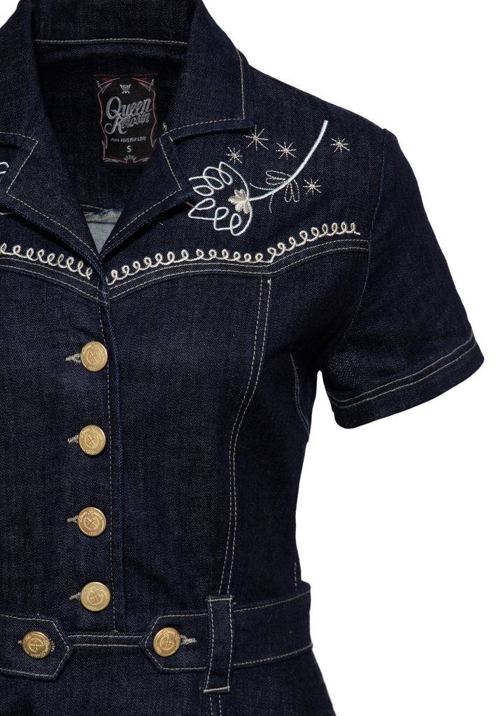 Queen Kerosin Western Swing Kleid mit Stickerei Günstig kaufen