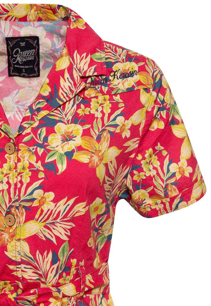 Queen Kerosin Swing Kleid «Hawaii Red» Begrenztes Angebot