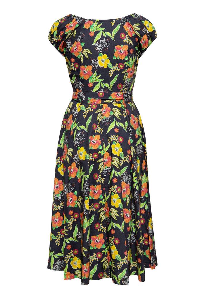 Queen Kerosin Swing Kleid «Hibiskus Black» Exklusivangebot