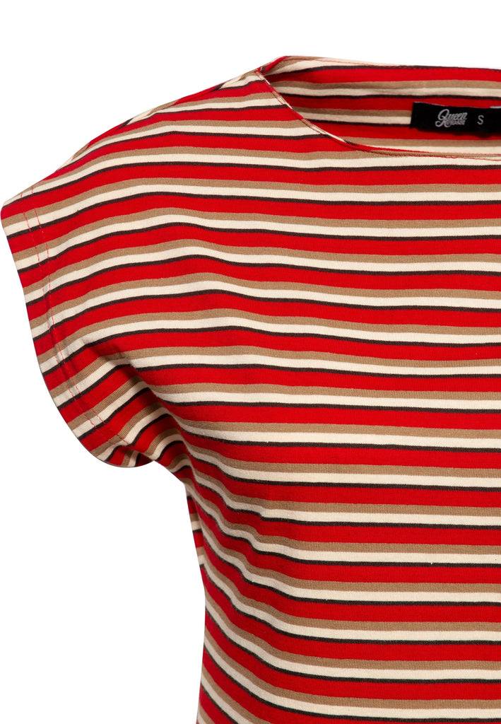 Queen Kerosin T-Shirt mit U-Boot Ausschnitt Online Outlet