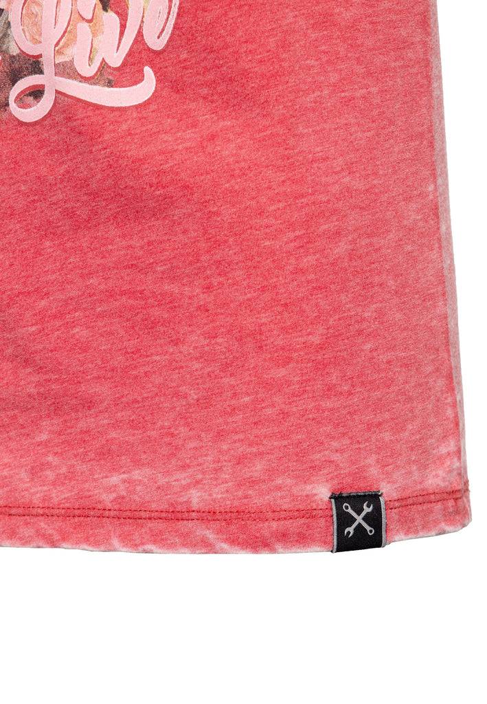 Queen Kerosin Roll-Up Sleeve T-Shirt «Ride to Live» Zeitlich begrenztes Angebot