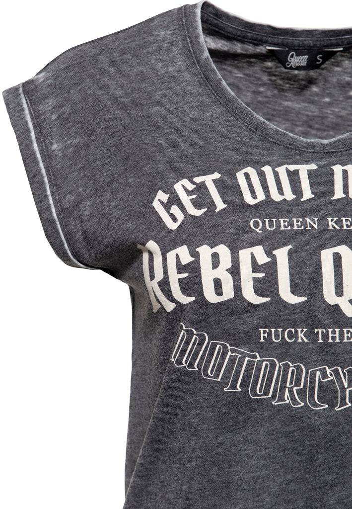 Queen Kerosin Roll-Up Sleeve T-Shirt «Rebel Queens Motorcycle Gang» Blitzangebot