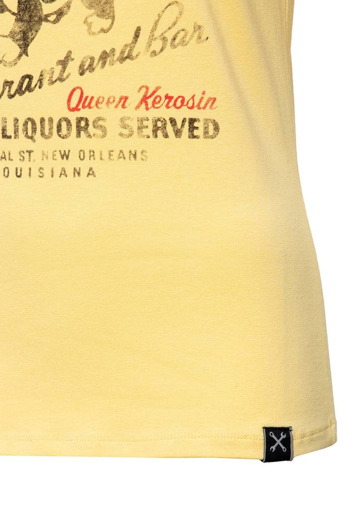 Queen Kerosin Print T-Shirt «Black Pussy Cat» Räumungsverkauf