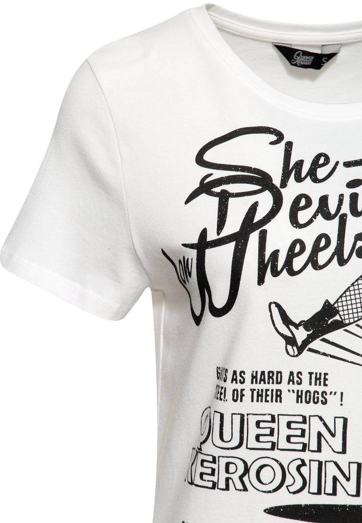 Queen Kerosin Print T-Shirt «She devils on wheels» Kauf eins, bekomm eins gratis